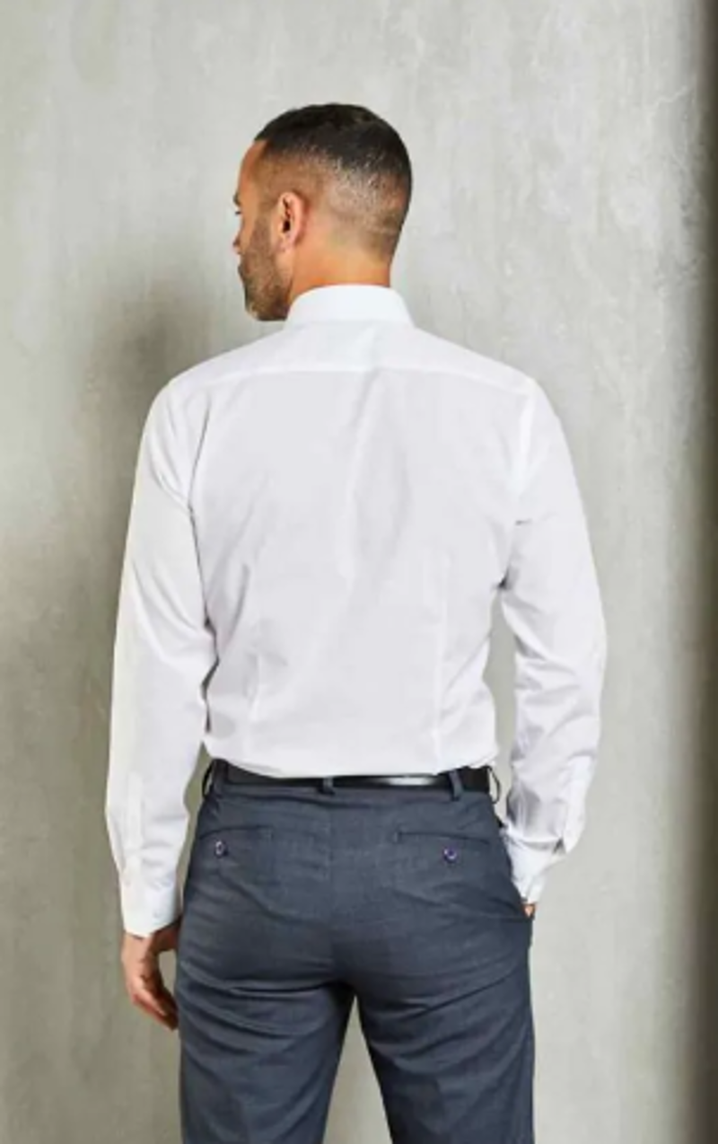 D2 Cotton Rich Tailored Fit Shirt White SLM4500/A -2